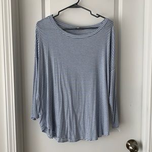 LOFT blue and white striped dolman sleeve shirt